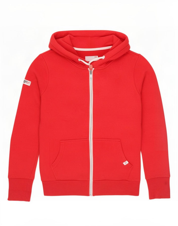 Superdry Pull à capuche zippé pour femme UK 10 Small Rouge Polyester