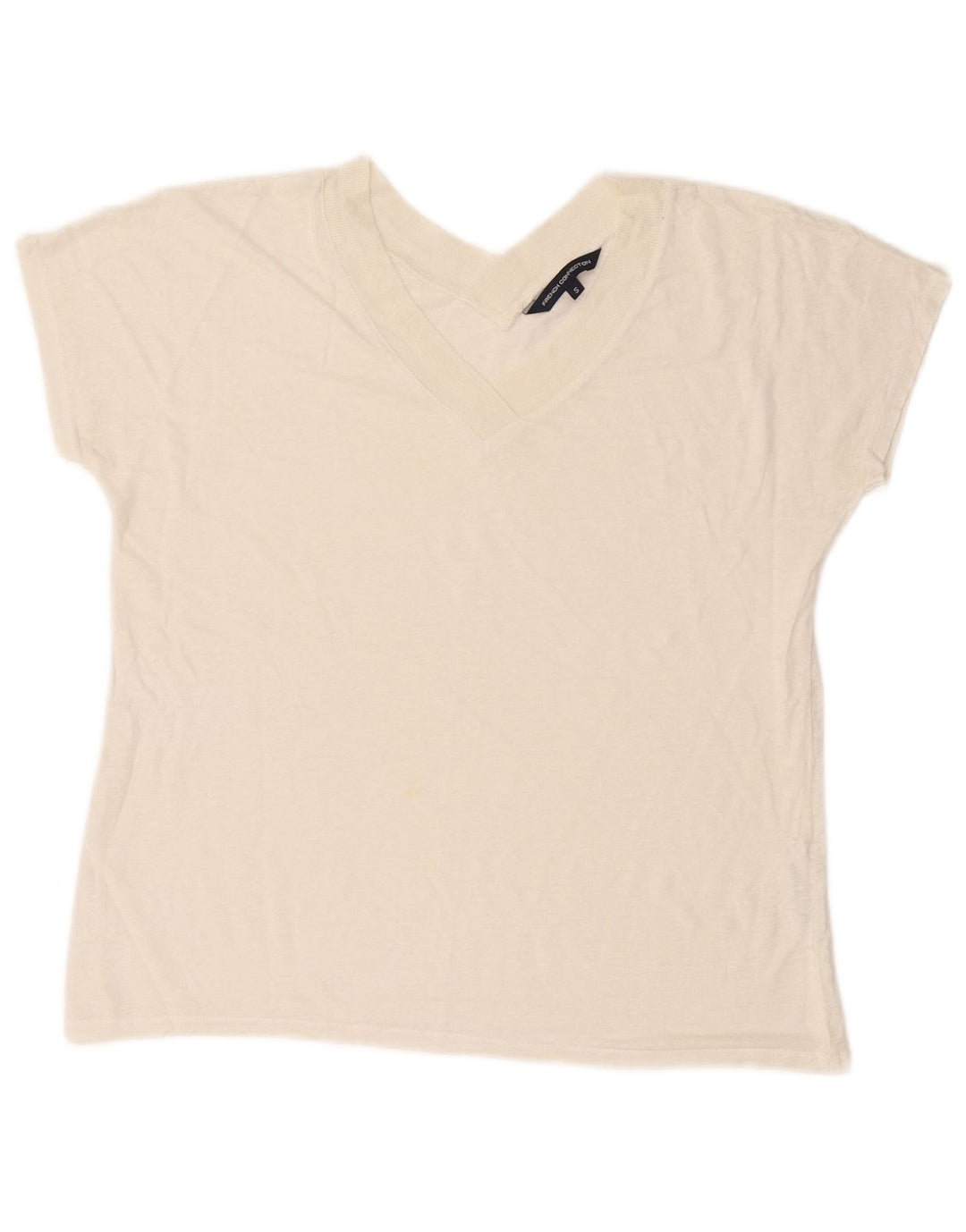 French Connection T-shirt court pour femme UK 10 Petit lin blanc cassé