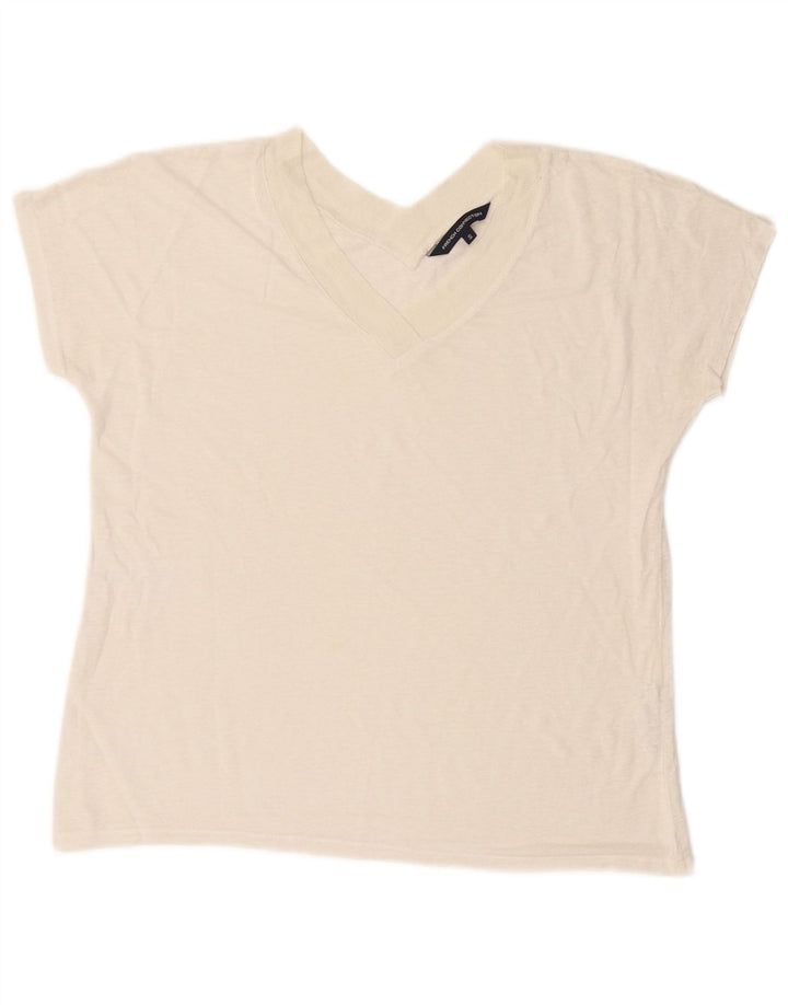 French Connection T-shirt court pour femme UK 10 Petit lin blanc cassé