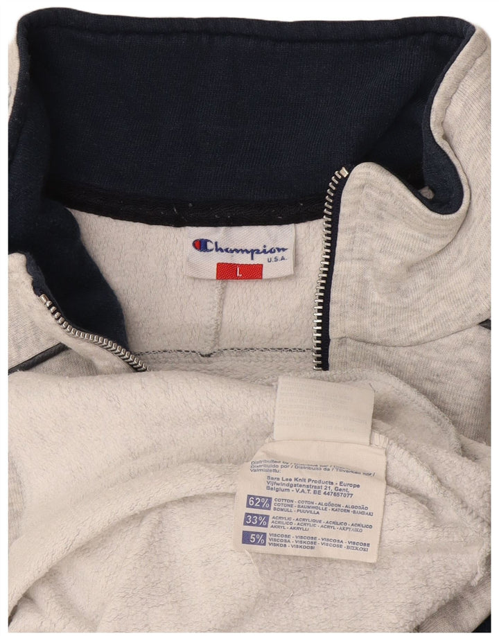 Champion Sweat-shirt graphique à col zippé pour homme, grand, gris, color block