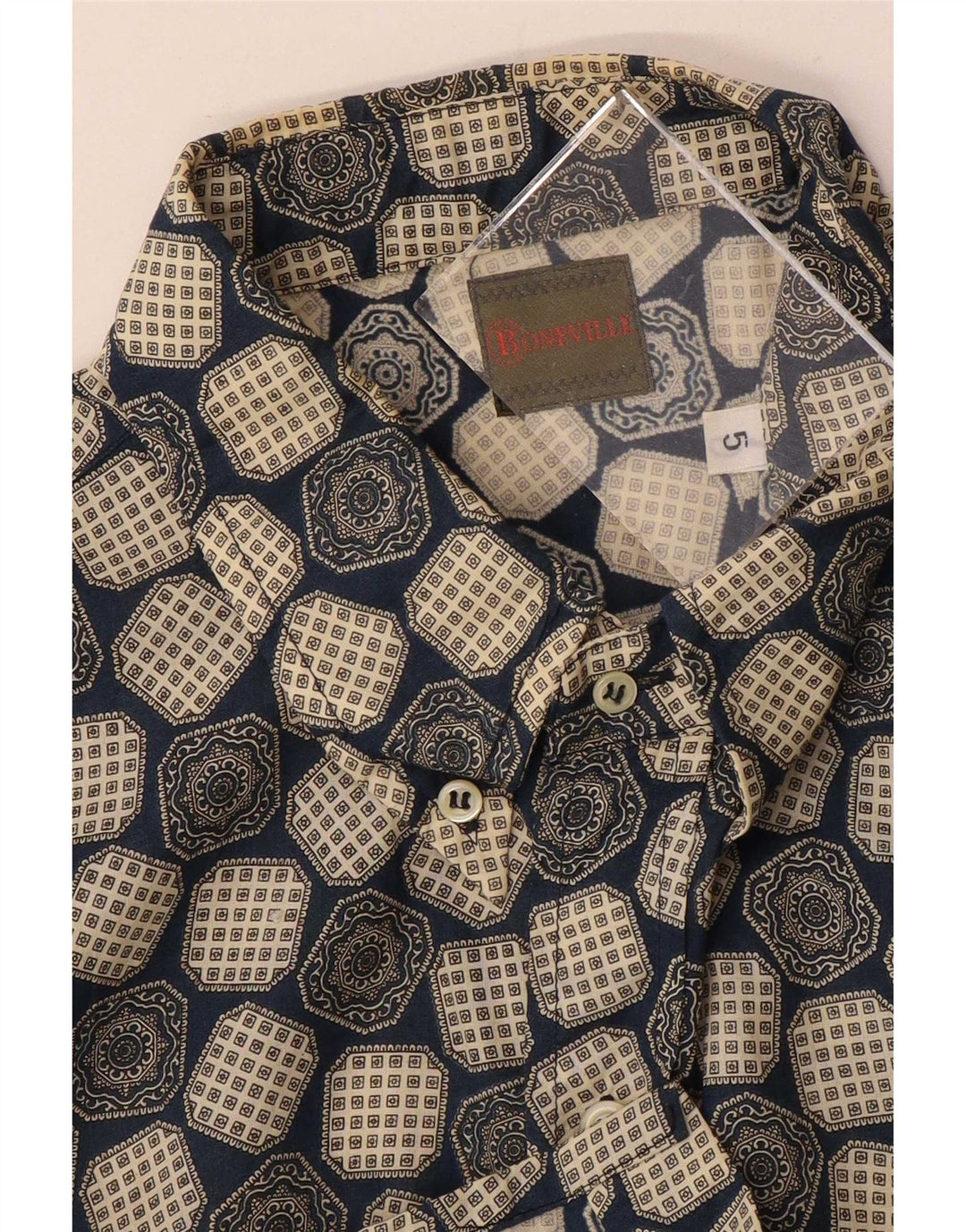 Boneville Chemise à manches courtes pour homme Grand bleu géométrique