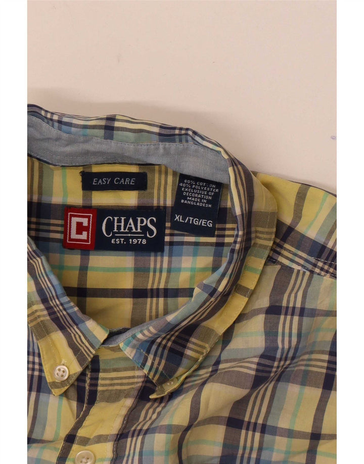 Chaps Chemise à manches courtes pour homme XL en coton à carreaux jaunes
