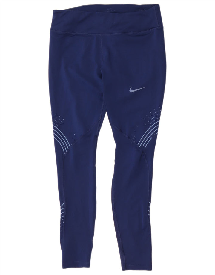 Legging Nike Dri Fit pour femme UK 14 Large Bleu Marine Géométrique Polyester