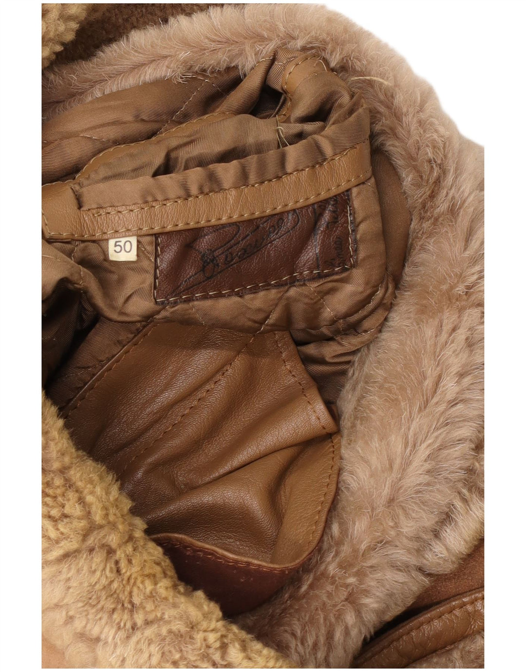 veste en peau de mouton homme vintage IT 50 Grand Beige
