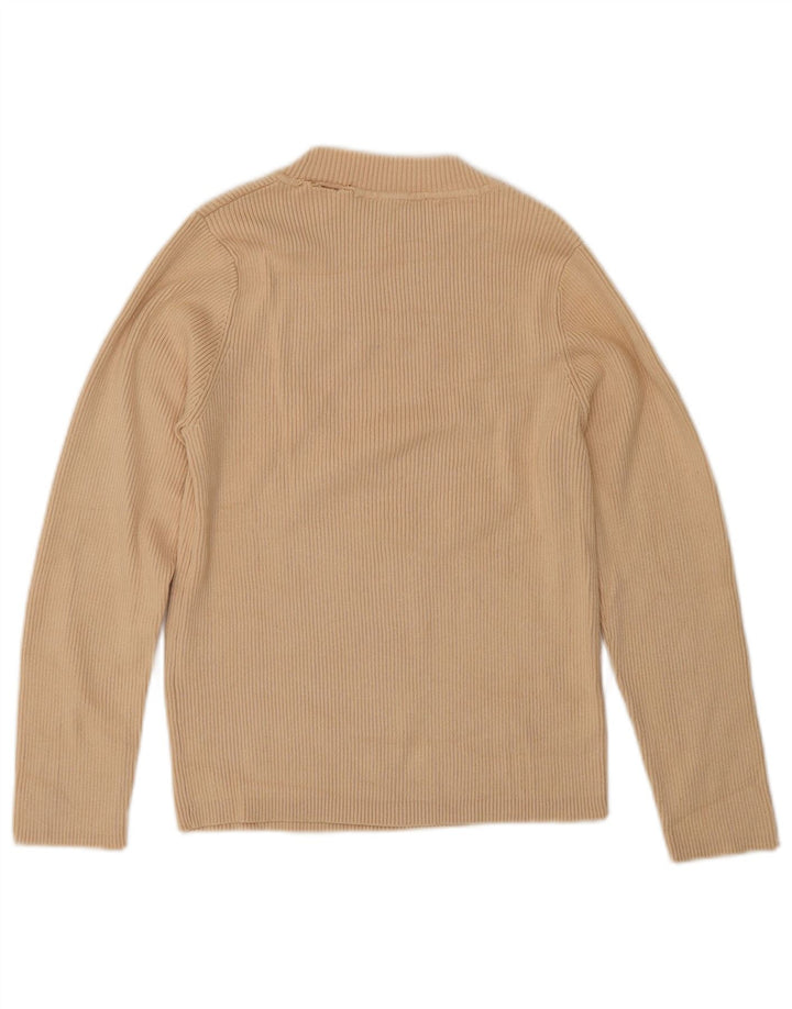 Zara Womens Crop Top Manches 3/4 UK 12 Beige Moyen