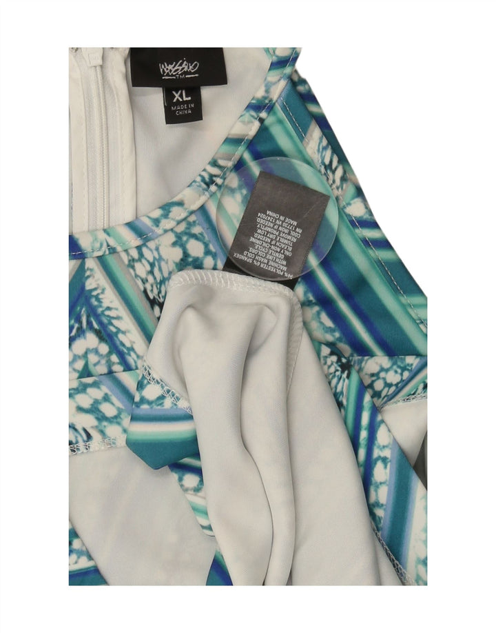 MOSSIMO Womens Sleeveless A-Line Dress UK 18 XL Blue Geometric Polyester