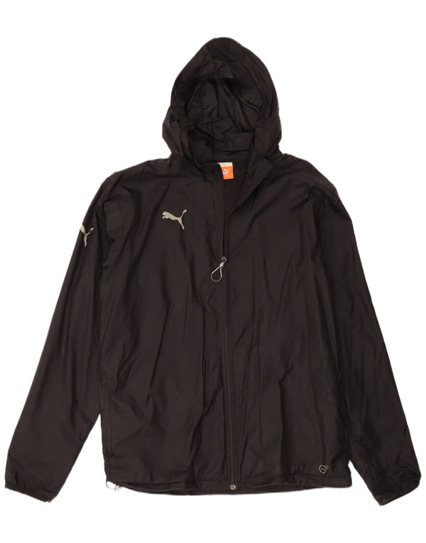 Puma Veste de pluie à capuche pour homme UK 40 Large Noir Nylon