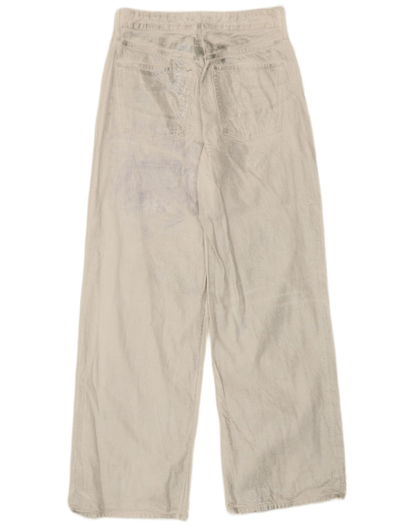 Zara Jean taille haute à jambe large pour femme EU 40 Medium W30 L31 Blanc Tie Dye