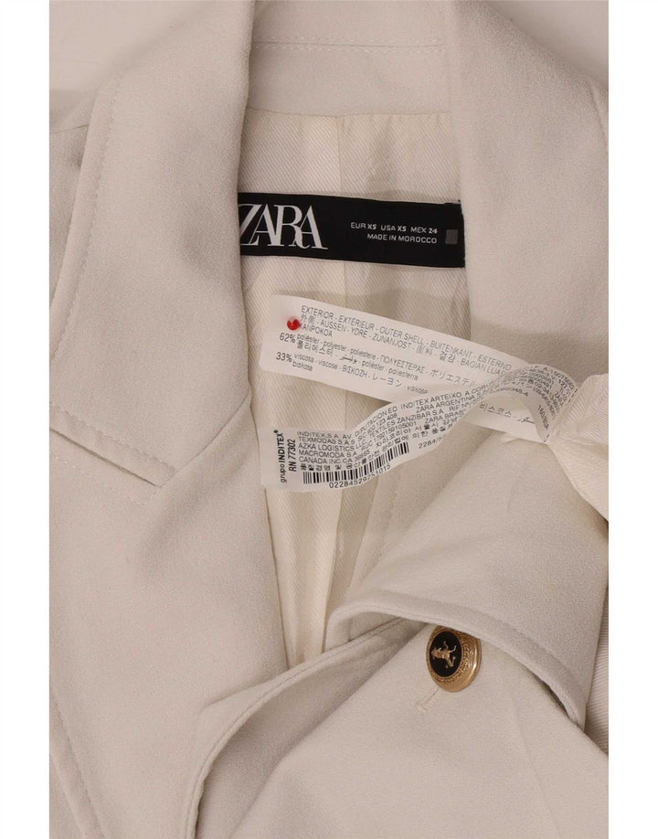 Zara Veste Blazer Double Boutonnage Femme UK 6 XS Blanc Polyester