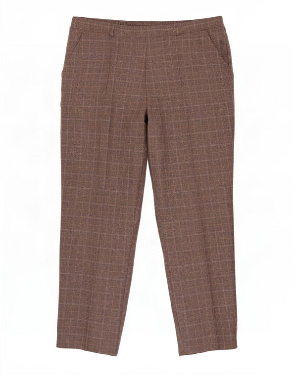 Marks & Spencer Pantalon décontracté pour femme UK 14 Large W34 L27 Marron à carreaux
