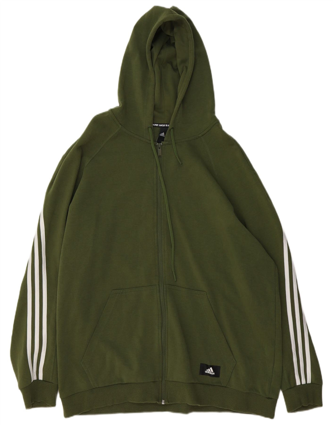 Adidas Pull à capuche zippé pour homme 2XL en coton kaki