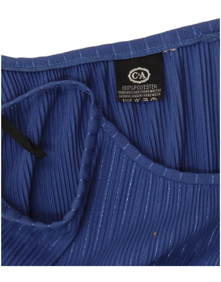 C&A Robe d'été pour femme UK 10 Small Bleu Rayé Polyester