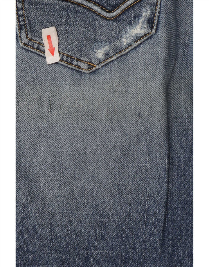 Gas Jean droit femme effet vieilli W30 L30 bleu coton