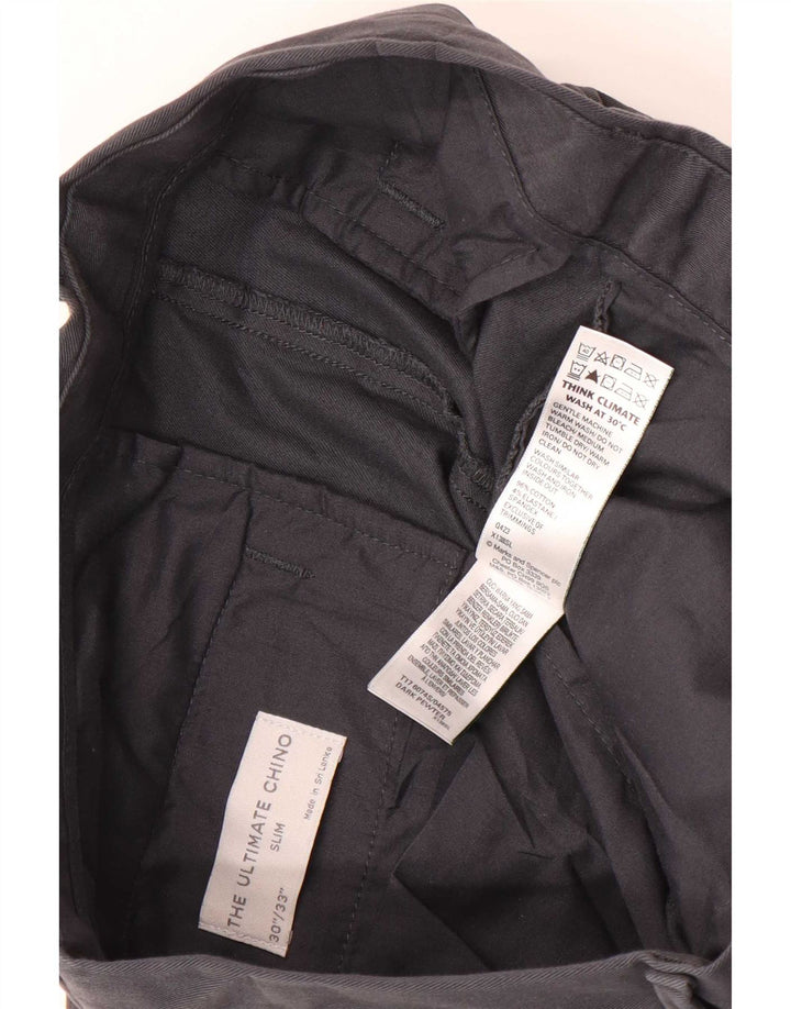Marks & Spencer Pantalon Chino Slim Homme W30 L33 Gris Coton