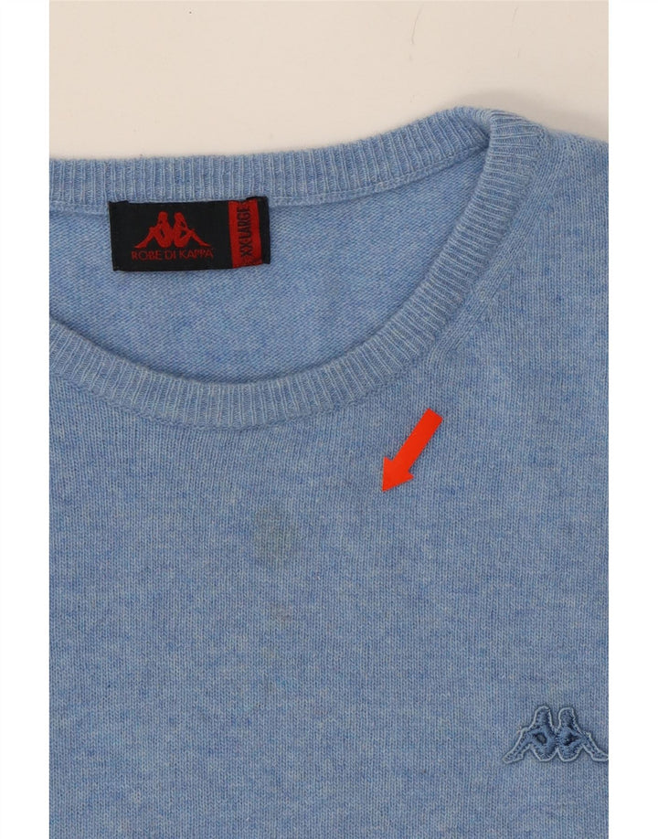 KAPPA Mens Crew Neck Jumper Sweater 2XL Blue Wool Vintage Kappa and Second-Hand Kappa from Messina Hembry 