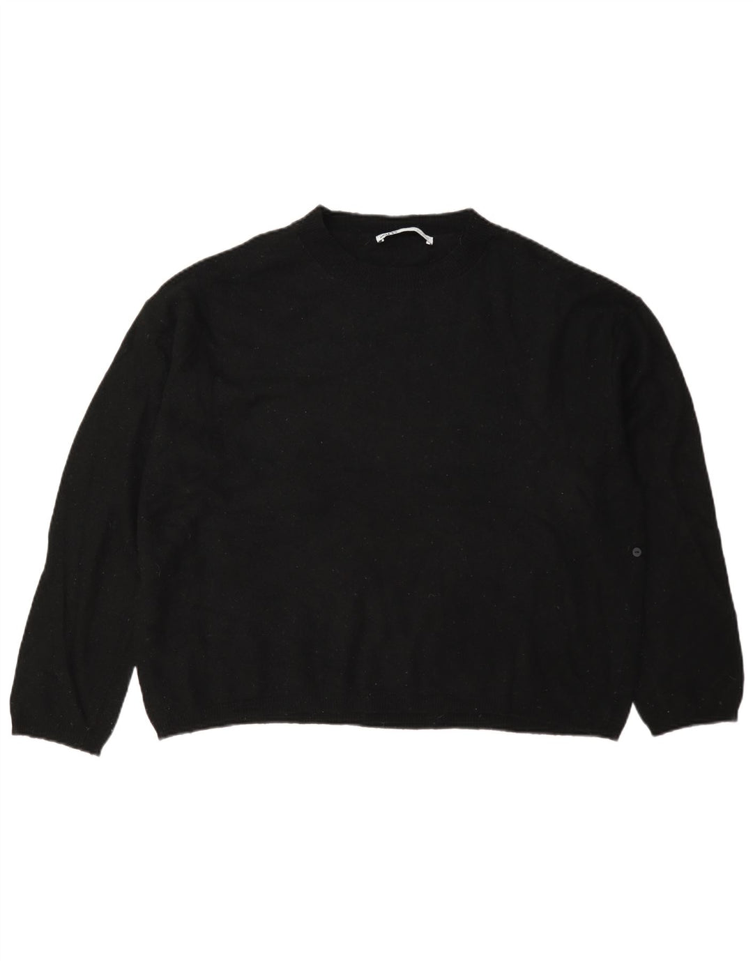 Zara Pull surdimensionné à col rond pour femme UK 10 Petite laine noire