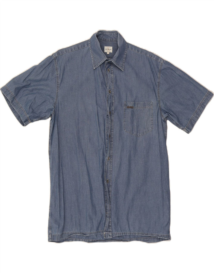 CALVIN KLEIN JEANS Mens Short Sleeve Denim Shirt Medium Blue Cotton Vintage Calvin Klein Jeans and Second-Hand Calvin Klein Jeans from Messina Hembry 