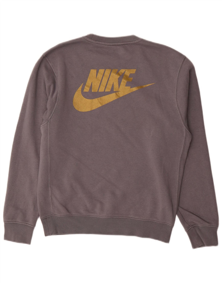 NIKE Homme Swoosh Graphic Sweatshirt Jumper XS Gris Coton