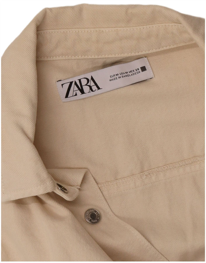 Zara Combishort en jean pour femme UK 14 Beige moyen