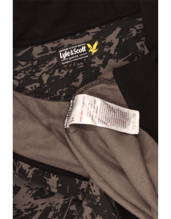 Lyle & Scott Pull à capuche zippé à motif abstrait pour garçon 15-16 ans Noir
