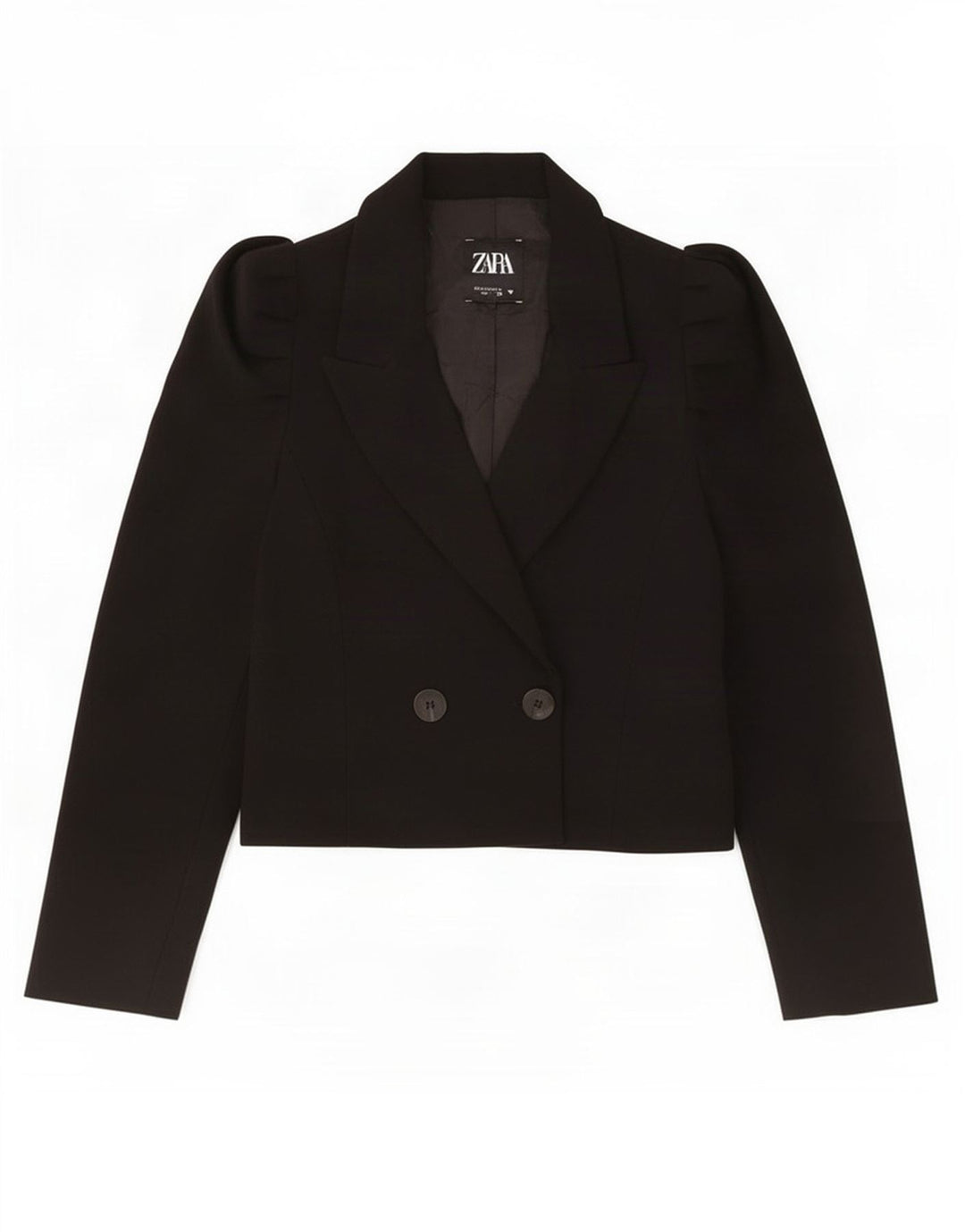 Zara Veste boléro à double boutonnage pour femme UK 10 Small Noir Polyester