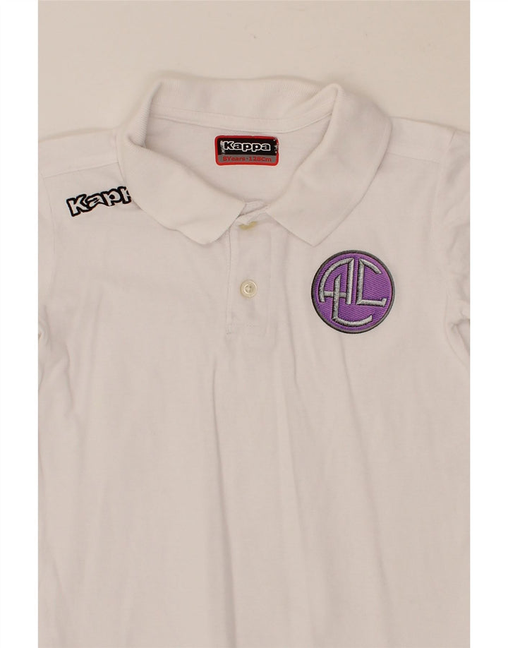 KAPPA Boys Graphic Polo Shirt 7-8 Years White Cotton Vintage Kappa and Second-Hand Kappa from Messina Hembry 