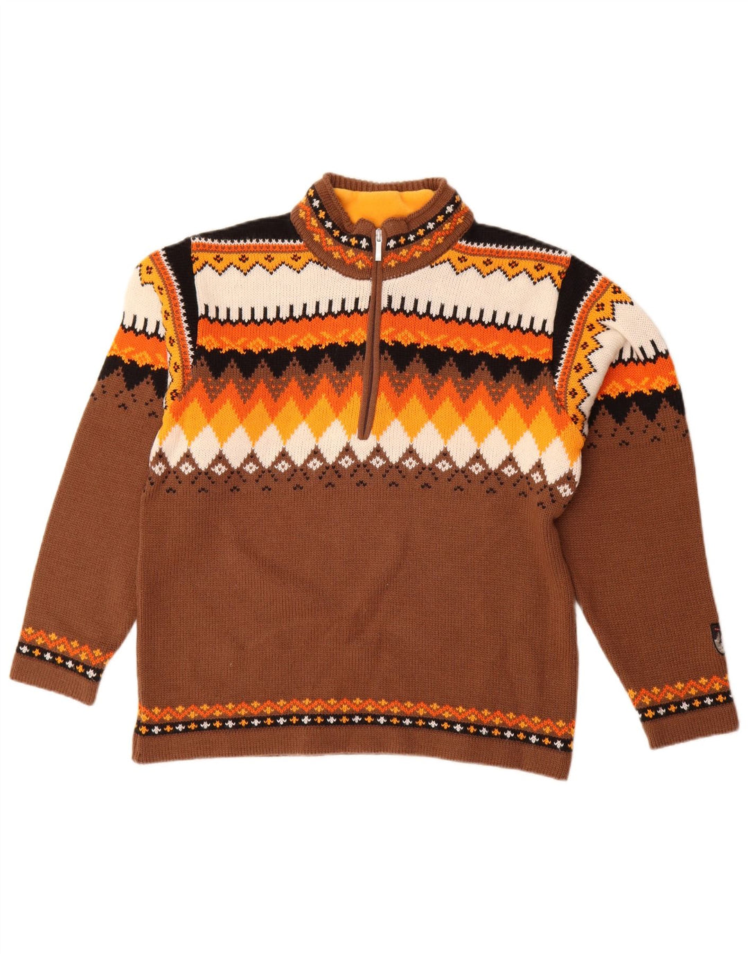 Campagnolo Pull Col Zippé Homme Marron Moyen Laine Géométrique