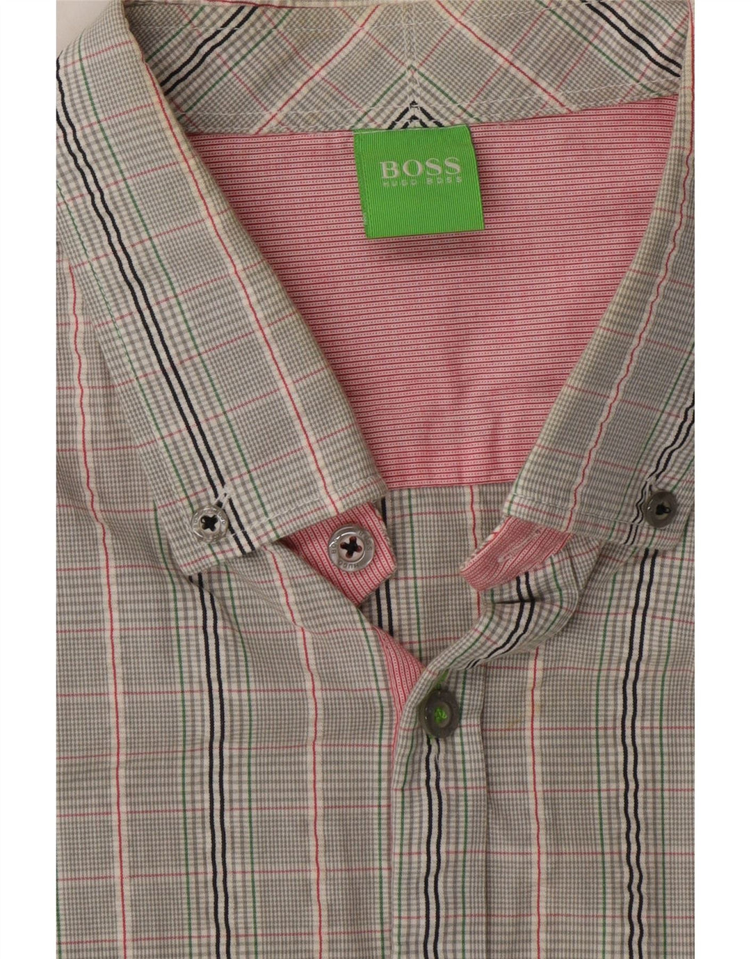 HUGO BOSS Mens Shirt Large Grey Check Cotton Vintage Hugo Boss and Second-Hand Hugo Boss from Messina Hembry 