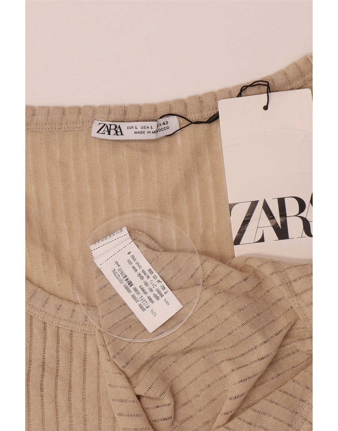 Zara Mens See Through Vest Top Large Beige Polyester