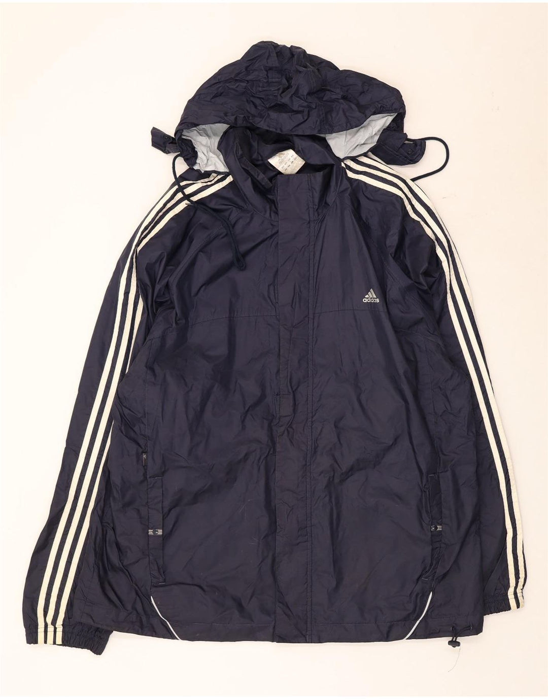 Adidas Veste coupe-vent à capuche pour homme UK 42 XL Bleu marine Polyester