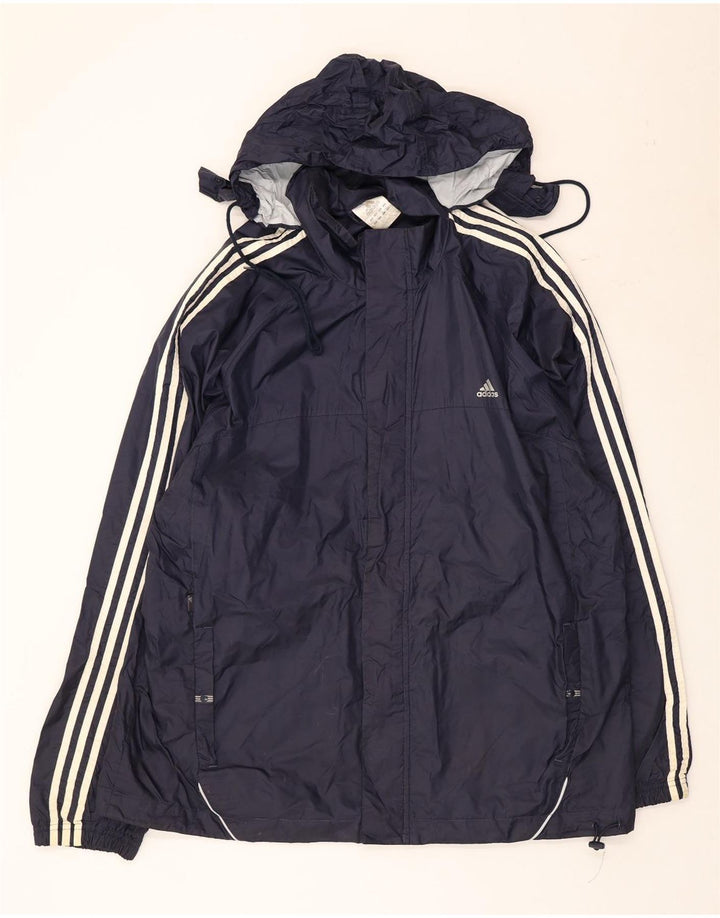 Adidas Veste coupe-vent à capuche pour homme UK 42 XL Bleu marine Polyester