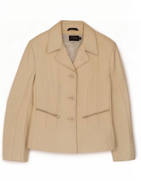 Oviesse Veste blazer en cuir à 3 boutons pour femme IT 46 Large Beige