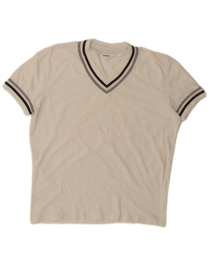 Bikkembergs T-Shirt Homme Top XL Blanc Rayé