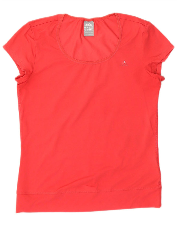 ADIDAS Femmes Climalite T-Shirt Top UK 12/14 Rouge Moyen Polyester