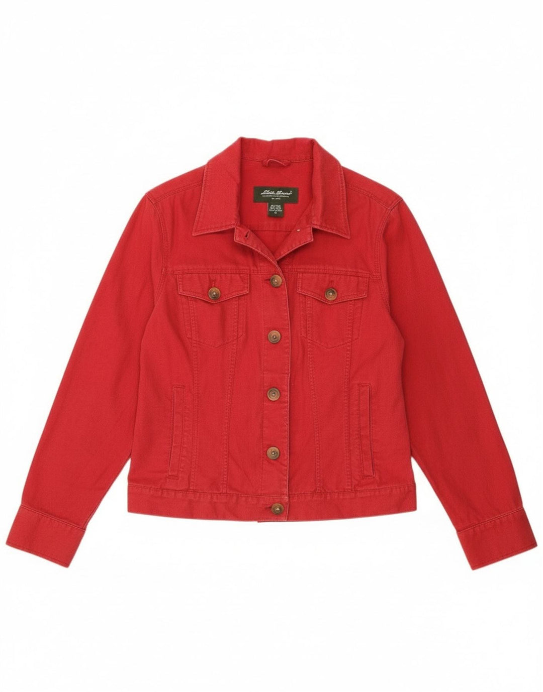 Eddie Bauer Veste Bomber Femme UK 14 Lin Rouge Moyen