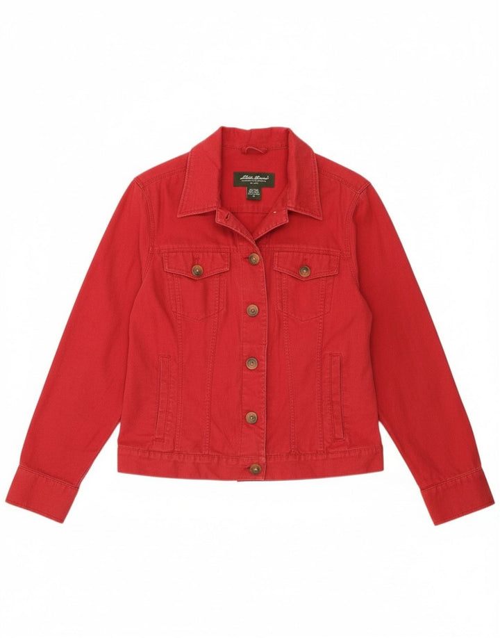 Eddie Bauer Veste Bomber Femme UK 14 Lin Rouge Moyen
