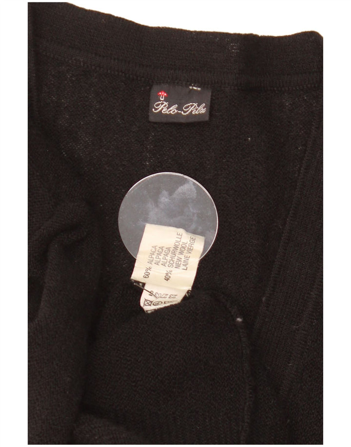 vintage Mens Cardigan Sweater Petit Acrylique Noir