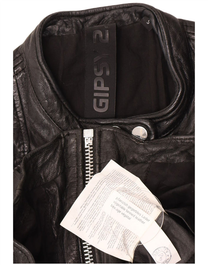 Gipsy Veste de course en cuir pour femme UK 10 Petit cuir noir
