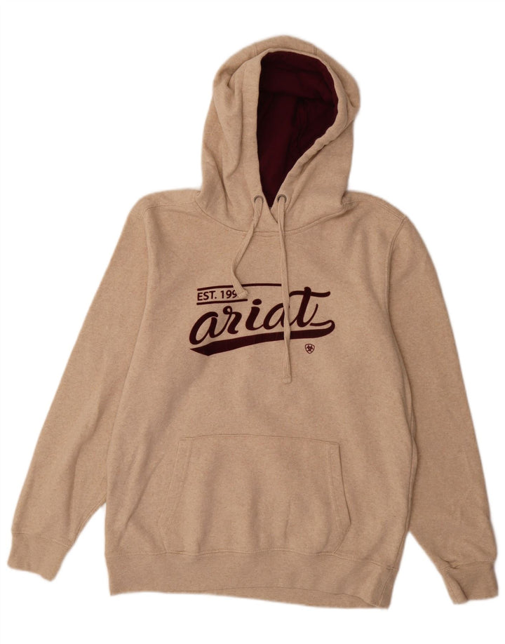 ARIAT Pull à capuche graphique pour homme en coton beige moyen