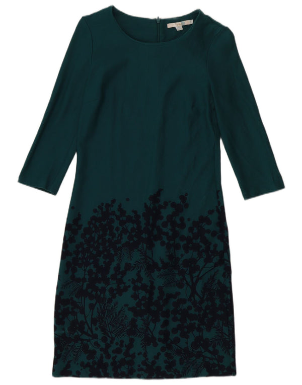 Boden Womens 3/4 Sleeve Shift Dress UK 8 Small Green Floral Modal