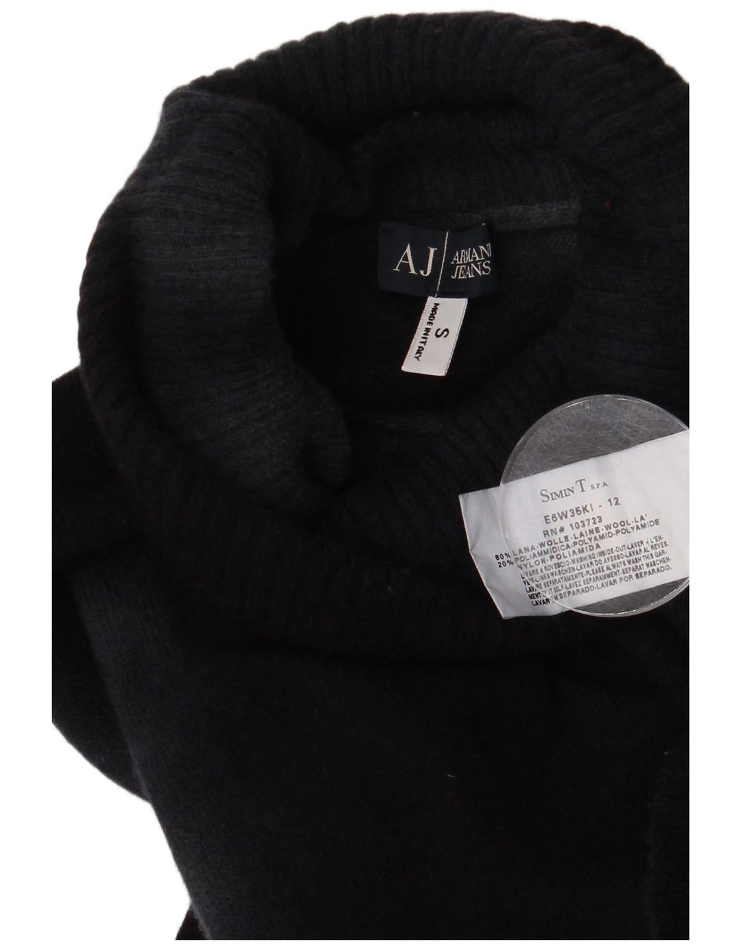 Armani Jeans Pull col roulé pour femme UK 10 Petit Bleu marine Tie Dye