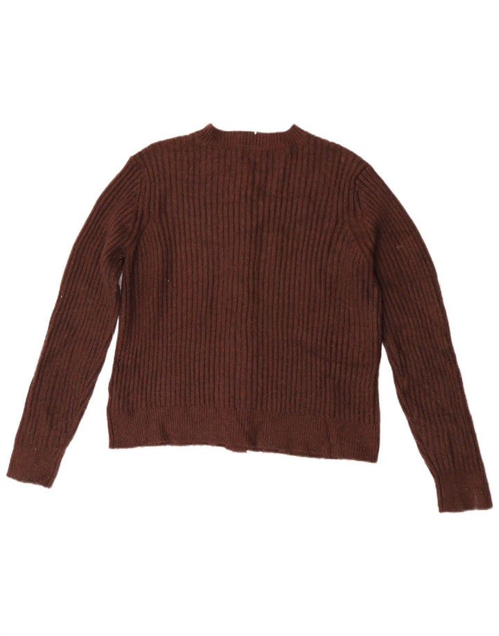 Marks & Spencer Pull Cardigan Femme UK 14 Marron Moyen Polyester