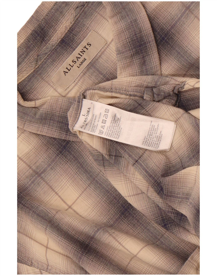 All Saints Chemise En Flanelle Grand Carreau Beige Coton Homme