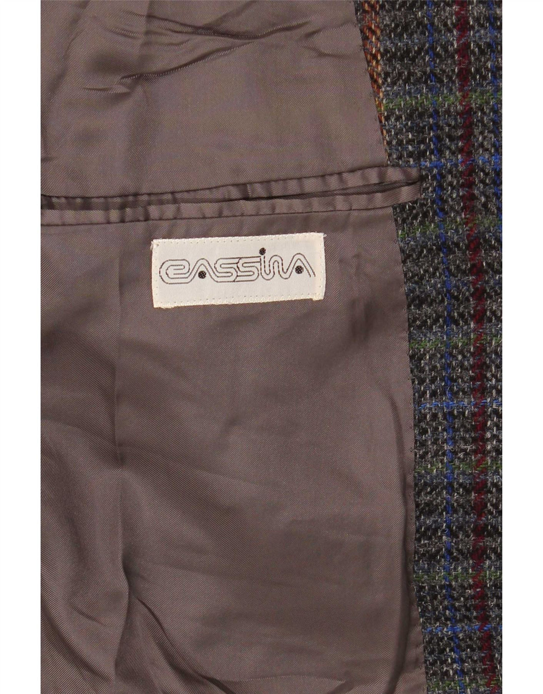 vintage Mens 2 Button Blazer Jacket UK 40 Grande laine à carreaux gris