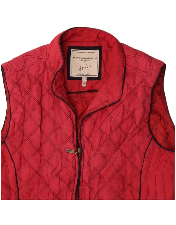 JOULES Gilet matelassé pour femme UK 16 Large Rouge Polyester