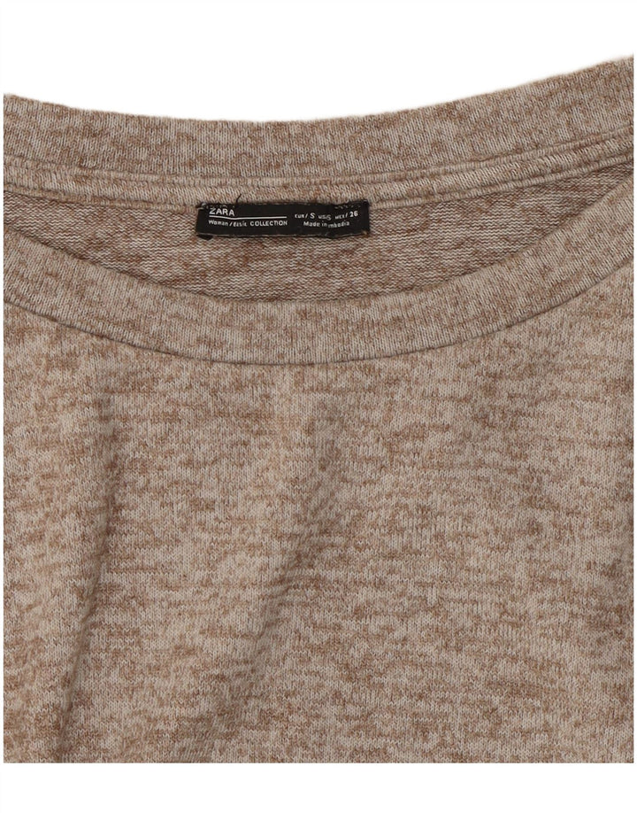Zara Femme Haut Oversize Manches Longues UK 10 Petit Gris Moucheté