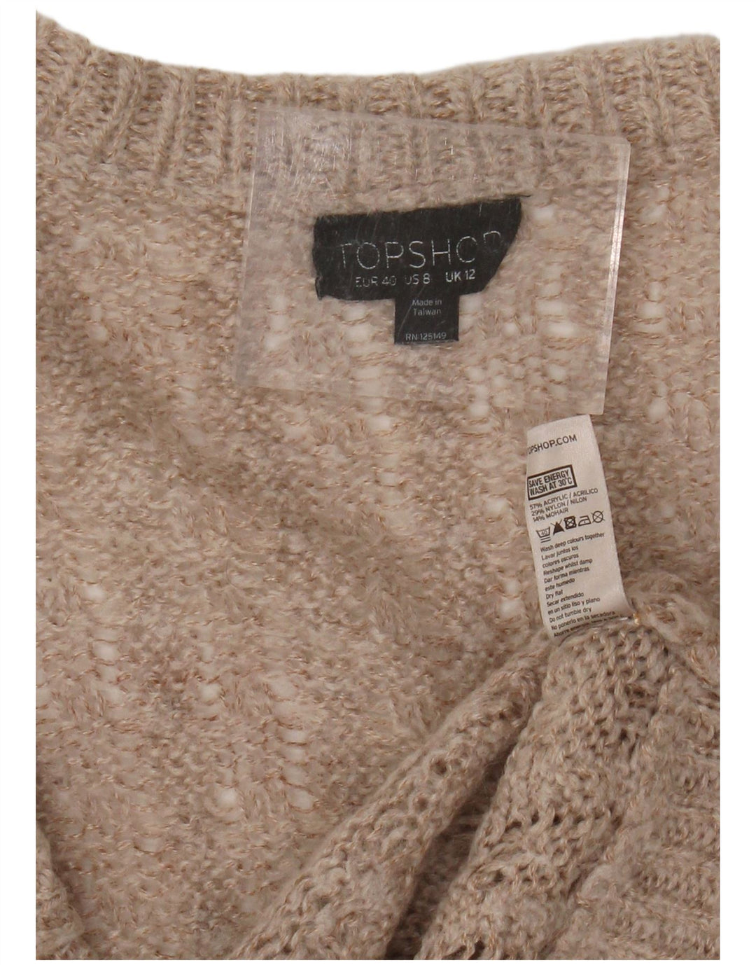 Topshop Cardigan surdimensionné pour femme UK 12 Acrylique beige moyen