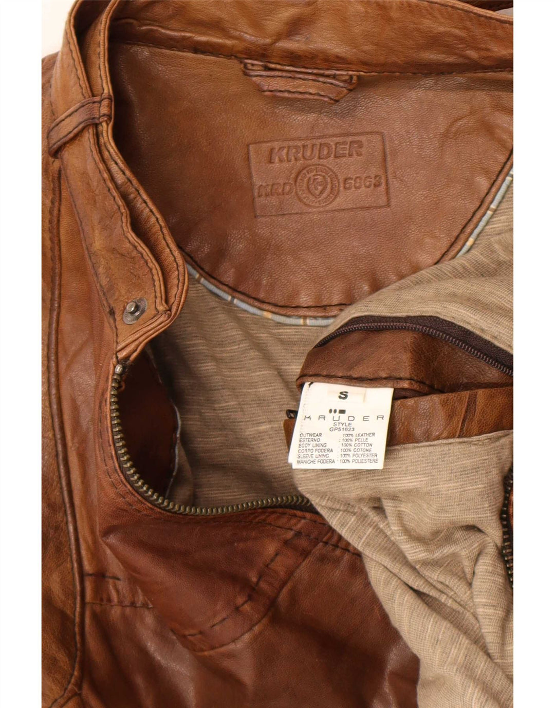 Kruder Veste en cuir pour homme UK 36 Petit cuir marron