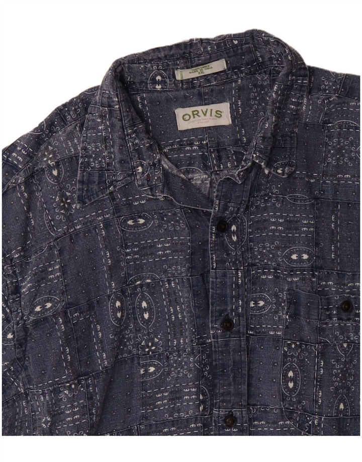 ORVIS Chemise Homme 2XL Bleu Marine Lin Géométrique