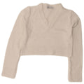 Zara Pull court à col en V pour femme UK 12 Viscose blanc moyen